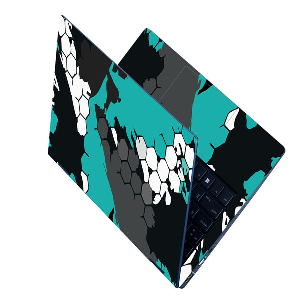 Laptop Skin - Cyan Black Honeycomb Art