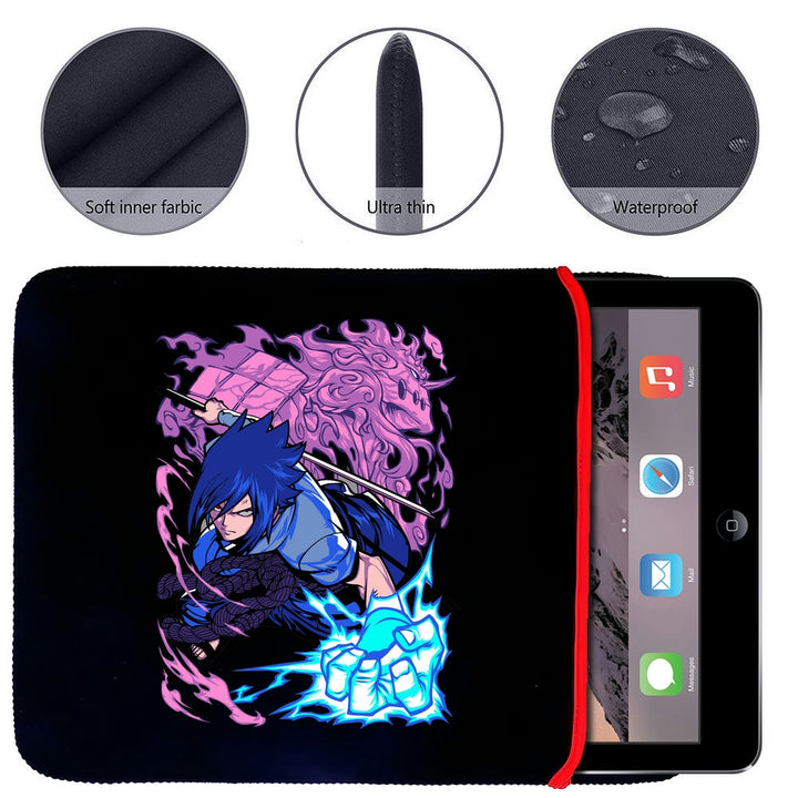 Printed Neoprene Reversible Laptop & Tablet Sleeve - Anime Sasuke Uchiha Premium