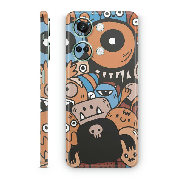 Mobile Skin Wrap - Cartoon Faces Brown Back