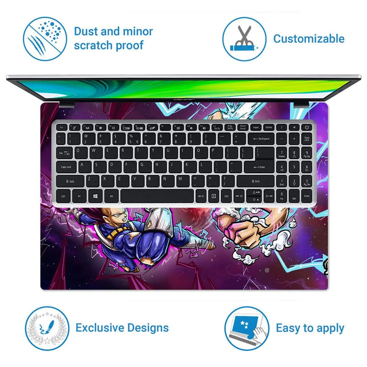 Laptop Skin - Anime Vegeta Ultra Ego vs Luffy Gear