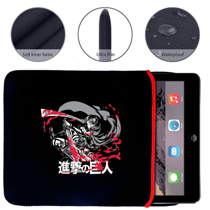 Printed Neoprene Reversible Laptop & Tablet Sleeve - Anime Attack on Titan DS01