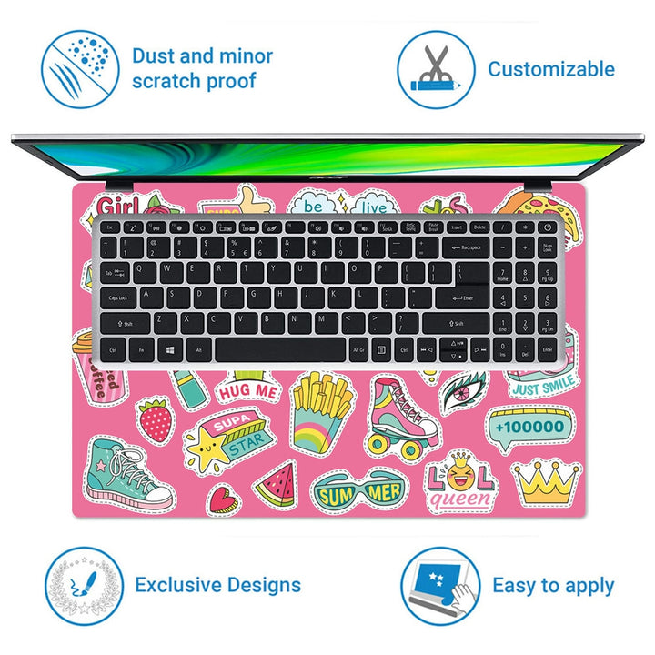 Laptop Skin - Girl Gang Sticker Bomb Pink