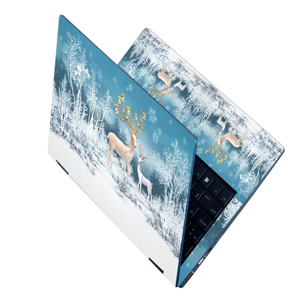 Laptop Skin - Dear with Golden Horns on Snow