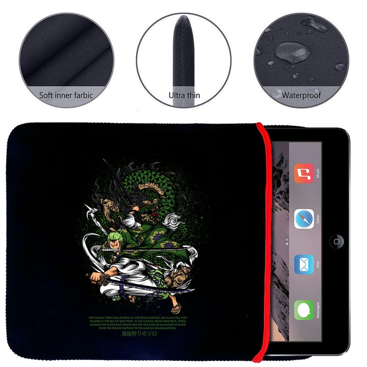 Printed Neoprene Reversible Laptop & Tablet Sleeve - One Piece Zoro DS1