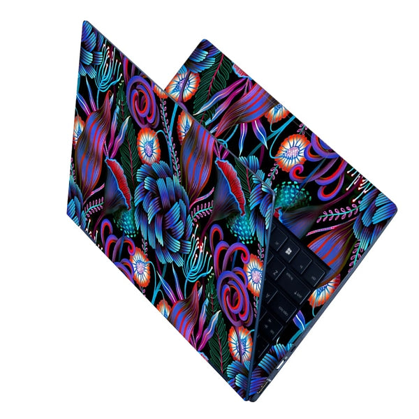 Laptop Skin - Blue Purple Shaded Floral Spirals