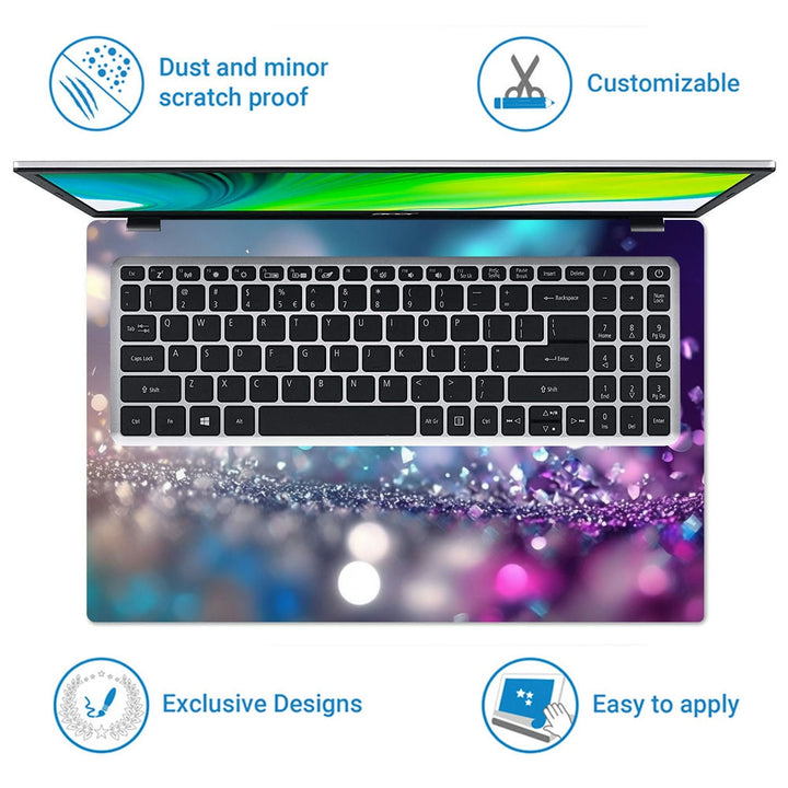 Laptop Skin - Abstract Glitter Silver Purple Blue Lights