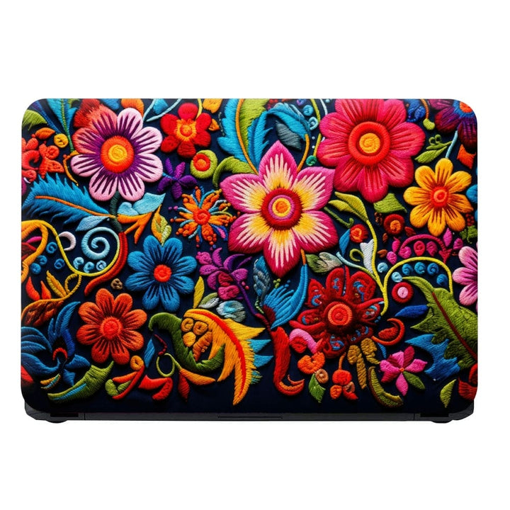 Laptop Skin - Thread Floral Black Bottom