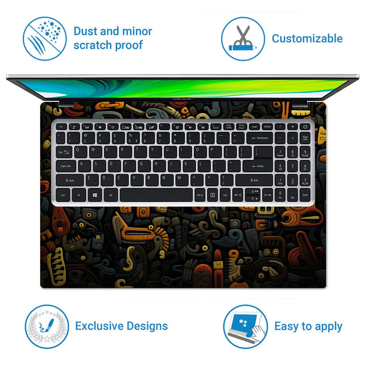 Laptop Skin - A Colorful Illustration Digital Art Black