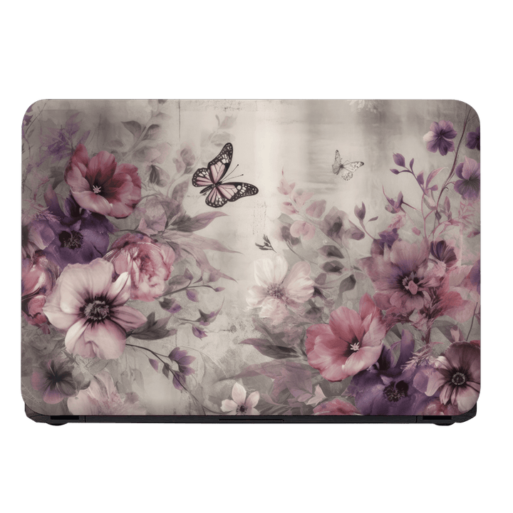 Laptop Skin - Purple Flowers and Butterfly