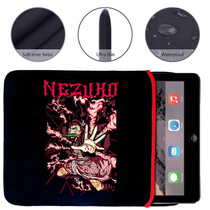 Printed Neoprene Reversible Laptop & Tablet Sleeve - Anime Nezuko