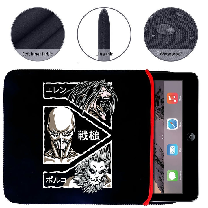 Printed Neoprene Reversible Laptop & Tablet Sleeve - Anime Attack on Titan DS13