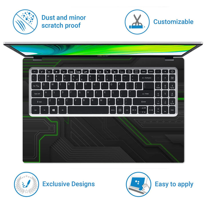 Laptop Skin - Abstract Gradient Black Green Liner