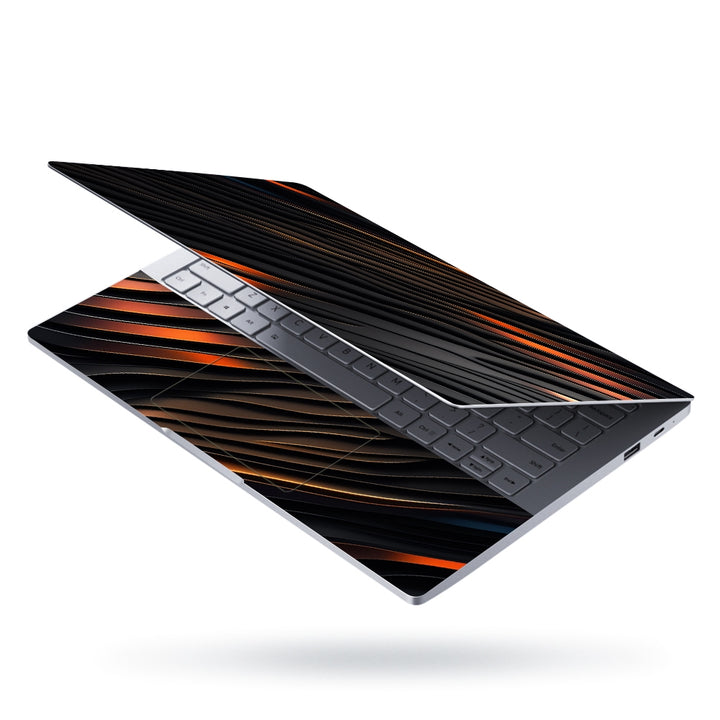 Laptop Skin - Black and Orange With a Wavy Pattern