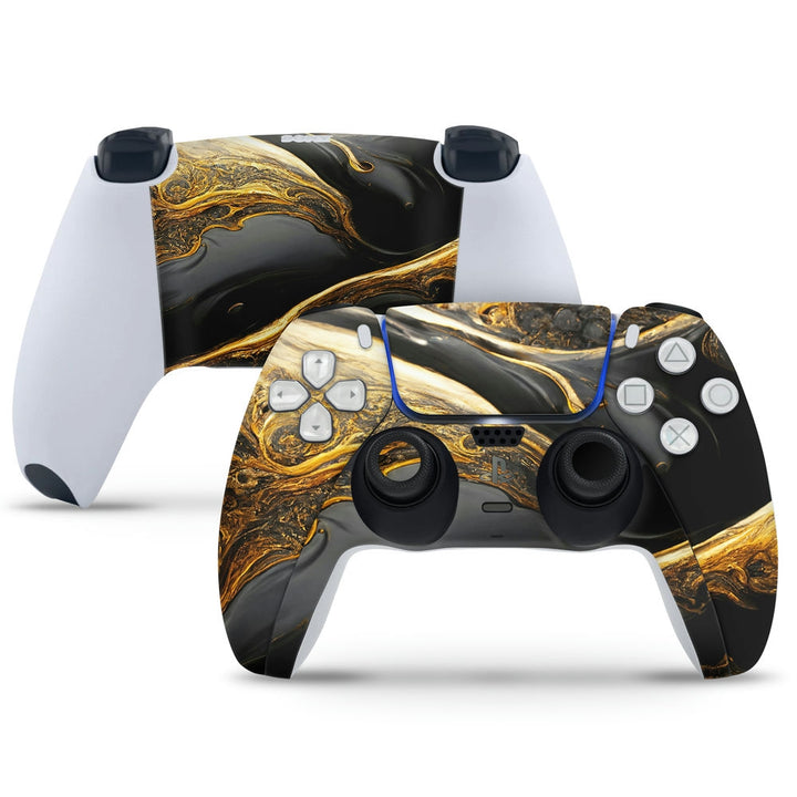 PS5 Controller Skin - Golden Black Lava Design