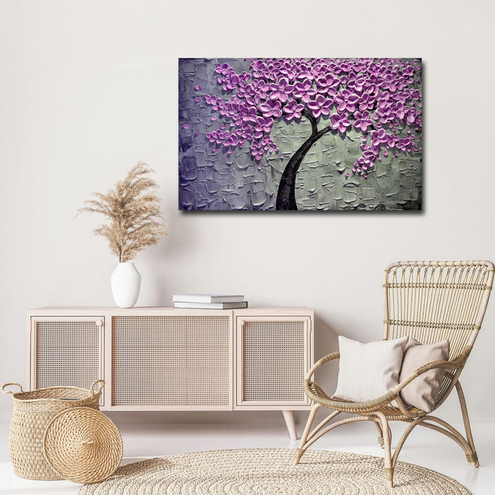 32x20 Canvas Painting - Pink Leaves