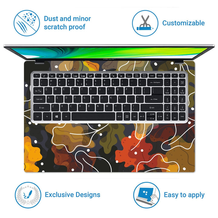 Laptop Skin - Colorful Hand Drawn Leaves