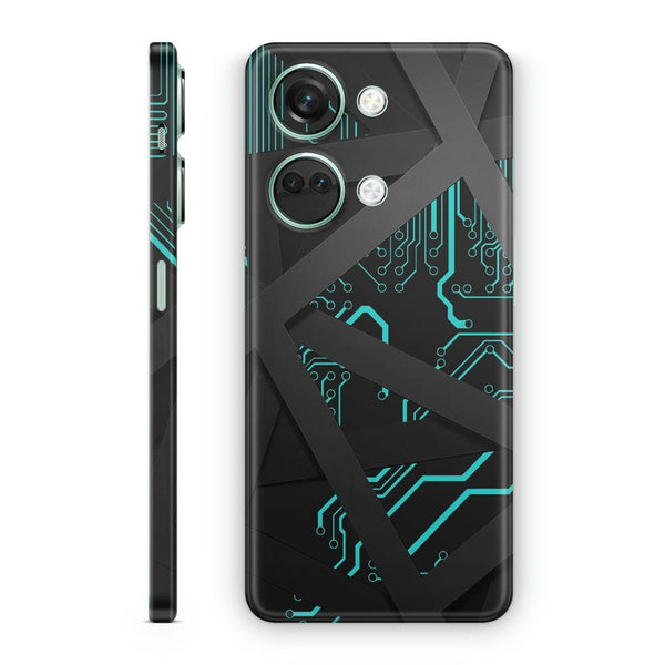 Mobile Skin Wrap - Cyan Circuit Black Bars