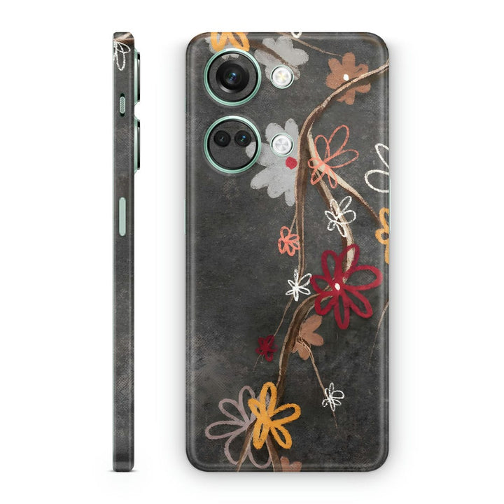 Mobile Skin Wrap - Black Floral Stone Art