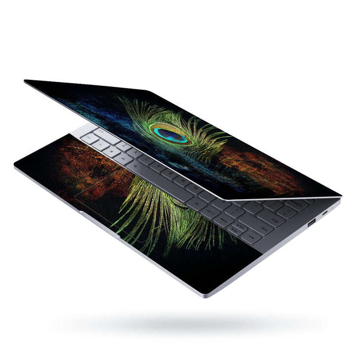 Laptop Skin - Green Feather on Faided Design