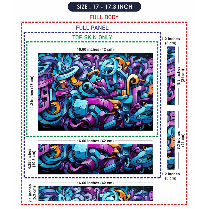 Laptop Skin - Graffiti Wall Design Blue Magenta