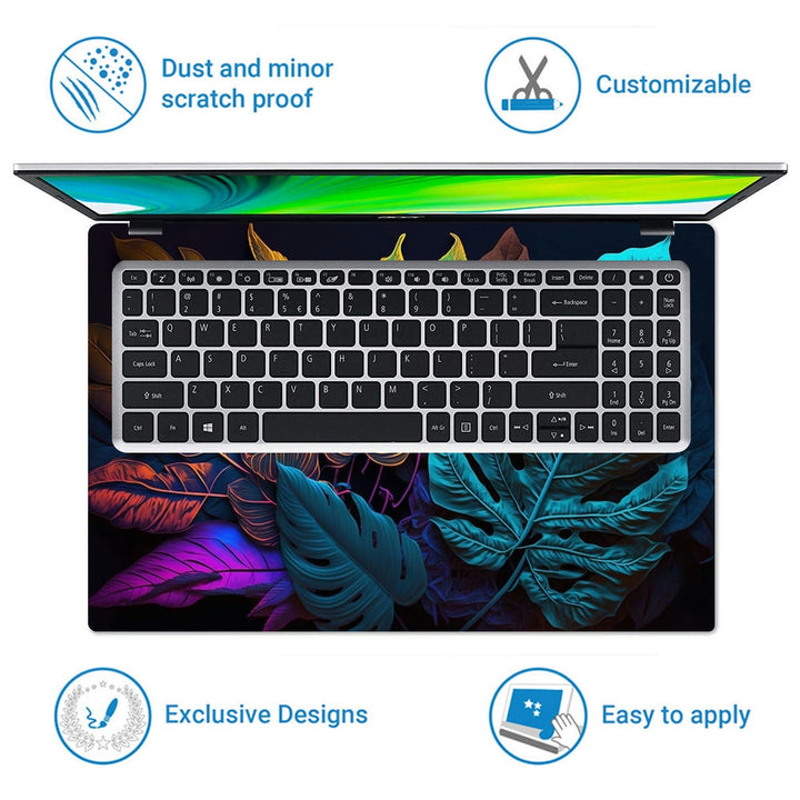 Laptop Skin - Creative Fluorescent Color Tropical Leaves