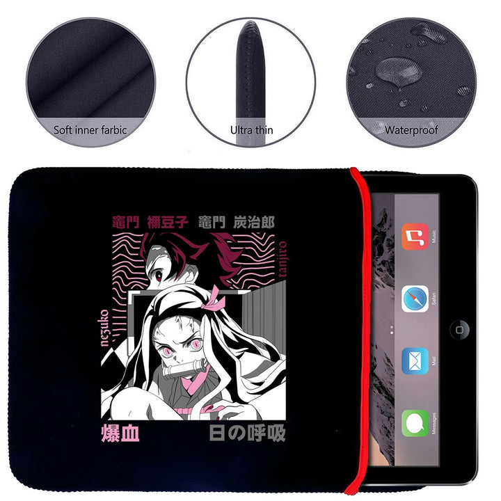 Printed Neoprene Reversible Laptop & Tablet Sleeve - Anime Demon Slayer Kimetsu No Yaiba DS05