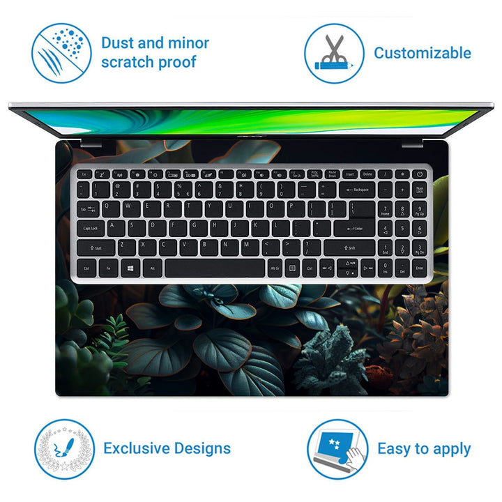 Laptop Skin - Dark Green 3D Petals