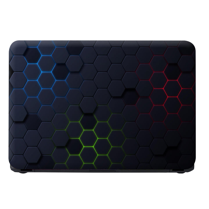 Laptop Skin - Green Red Blue Light on Black Honeycomb