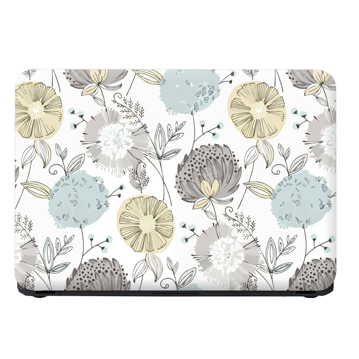 Laptop Skin - Grey Green Cream Blossoms