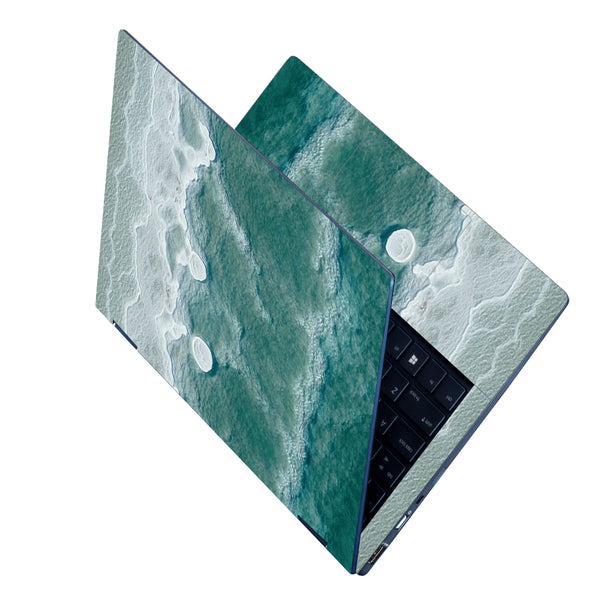 Laptop Skin - White Green Sea