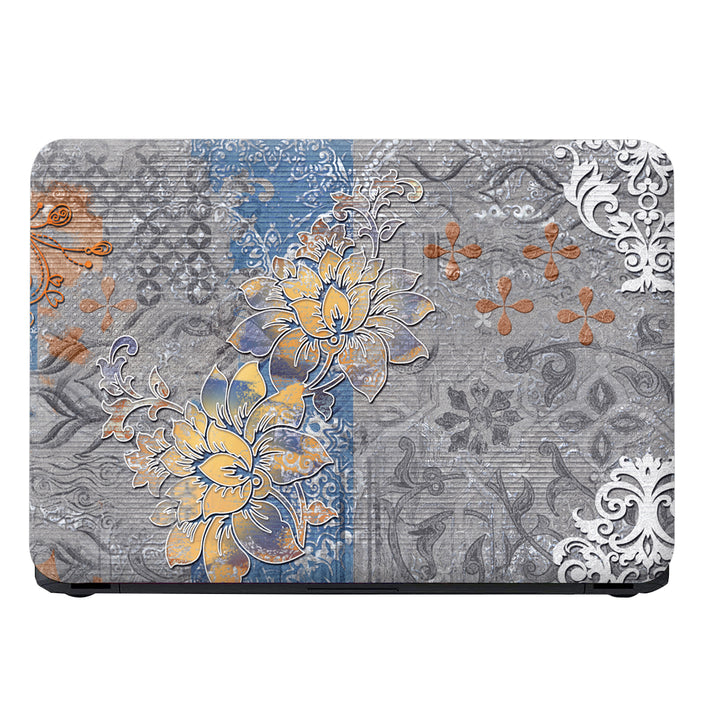 Laptop Skin - Floral Art on Grey Canvas