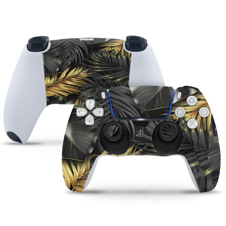 PS5 Controller Skin - Golden Grey Botanical Art