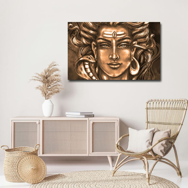 32x20 Canvas Painting - Golden Shiva Art