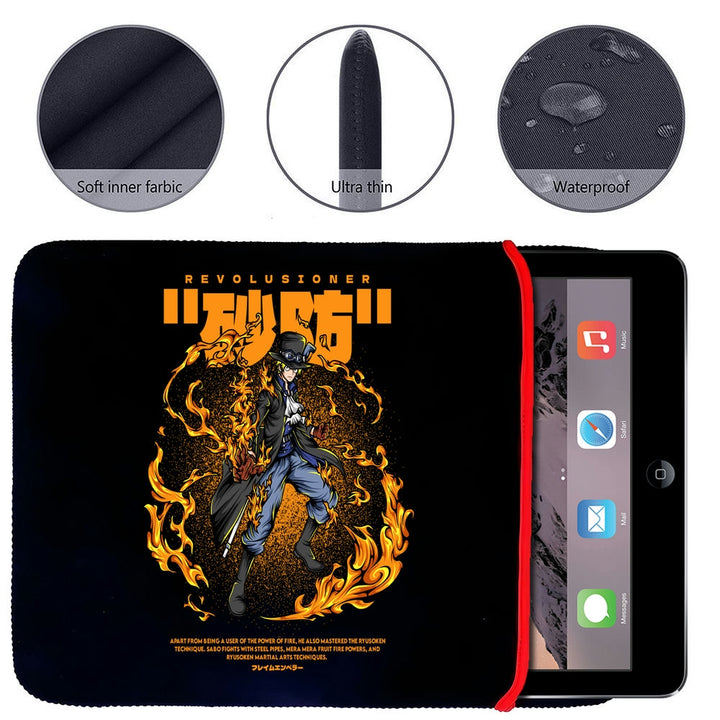 Printed Neoprene Reversible Laptop & Tablet Sleeve - One Piece Sabo DS1