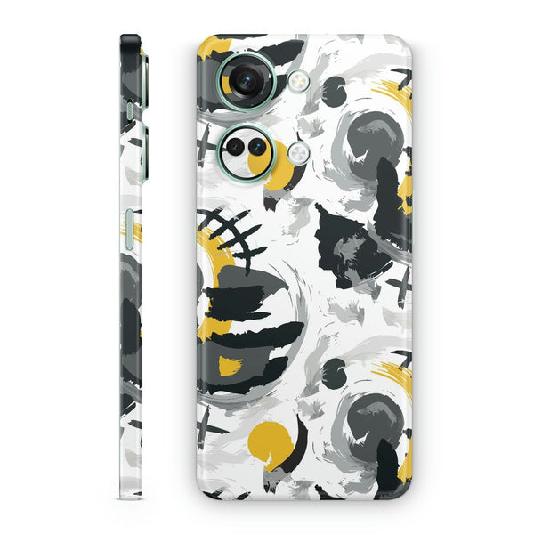 Mobile Skin Wrap - Black Grey Yellow on White