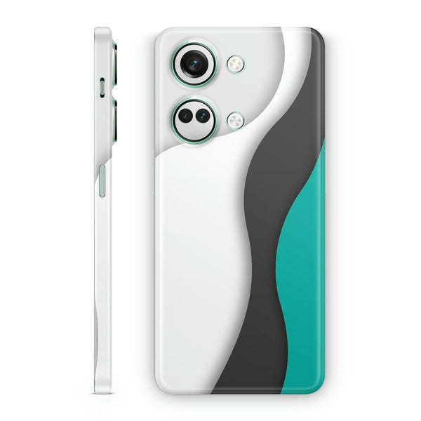 Mobile Skin Wrap - Cyan Black White Waves