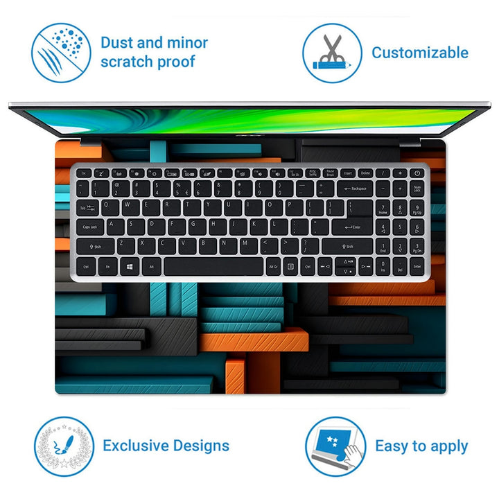 Laptop Skin - Abstract 3D Bar Line Background