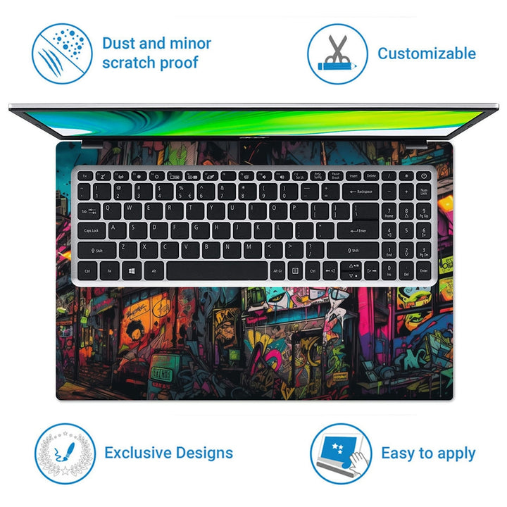 Laptop Skin - Colorful Graffitied Building