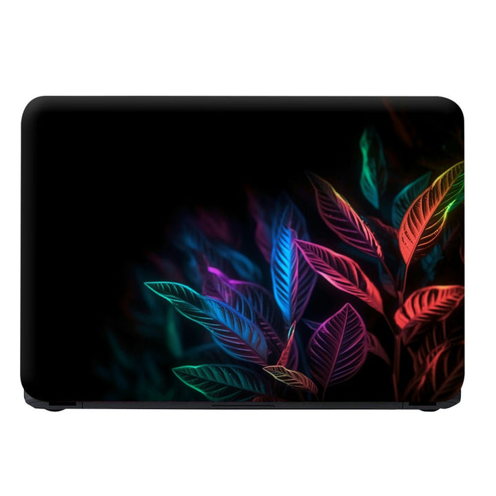 Laptop Skin - Colourfull Neon Leaf on Black