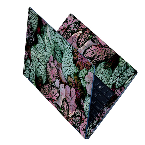 Laptop Skin - Green Pink Big Leaves