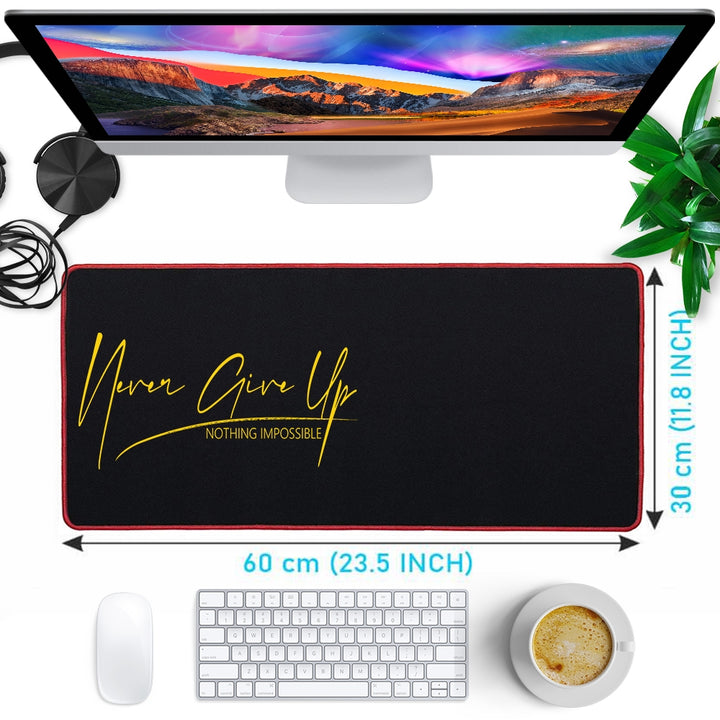 Anti-Slip Extended Desk Mat Gaming Mouse Pad - Never Give Up Yellow