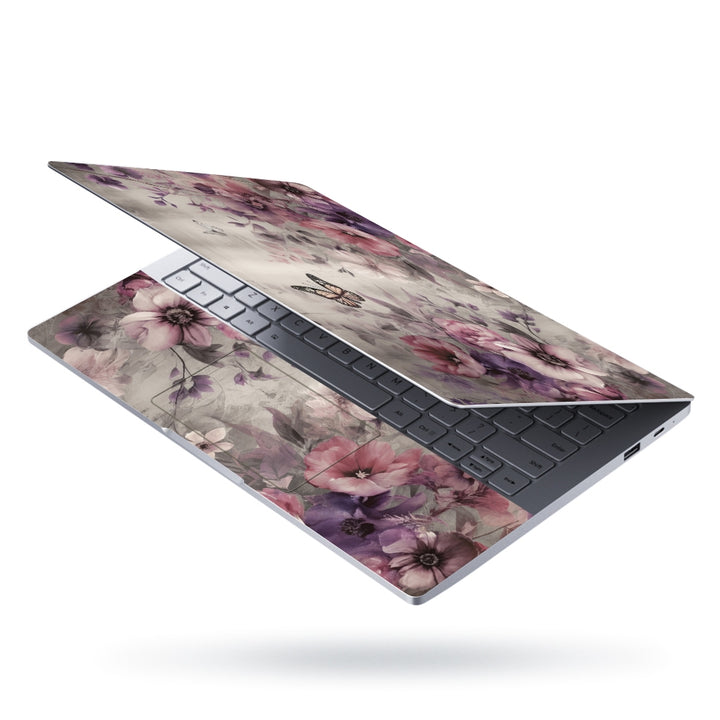 Laptop Skin - Purple Flowers and Butterfly