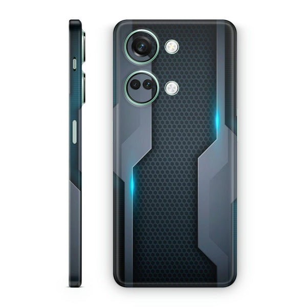 Mobile Skin Wrap - Blue Neon and Dotted Design