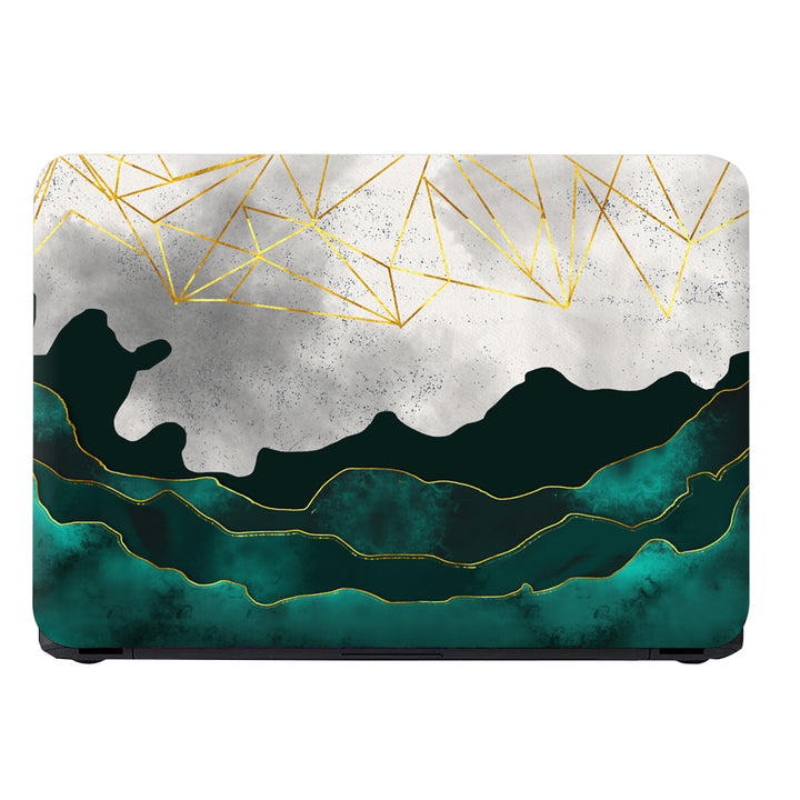 Laptop Skin - Golden Lightning Design on Green Ocean