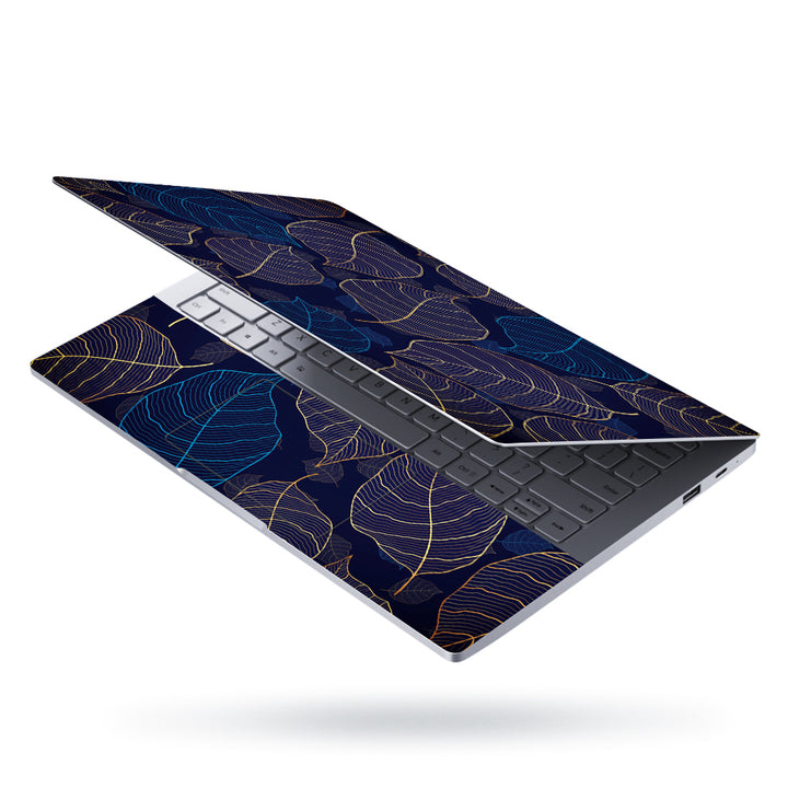 Laptop Skin - Blue Golden Leaves