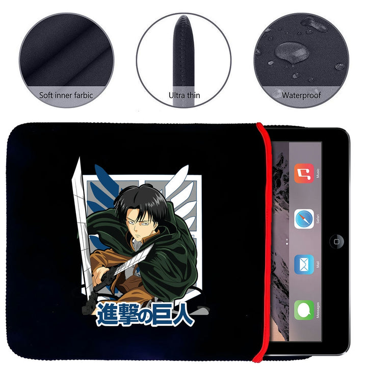 Printed Neoprene Reversible Laptop & Tablet Sleeve - Anime Attack on Titan DS10