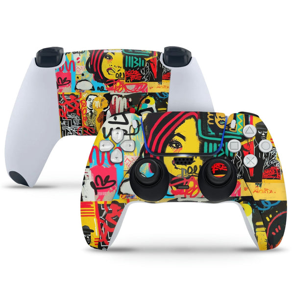 PS5 Controller Skin - Girl Boy Face Graffiti