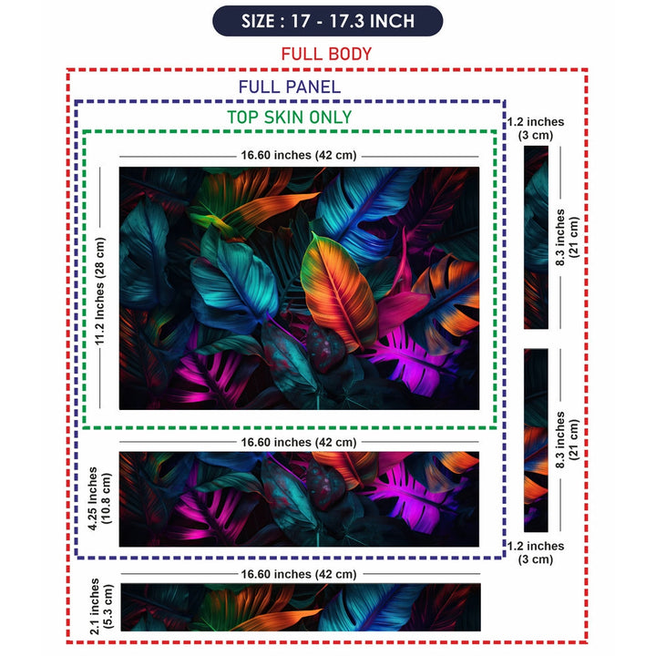 Laptop Skin - Fluorescent Color Layout Made of Tropical Leaves