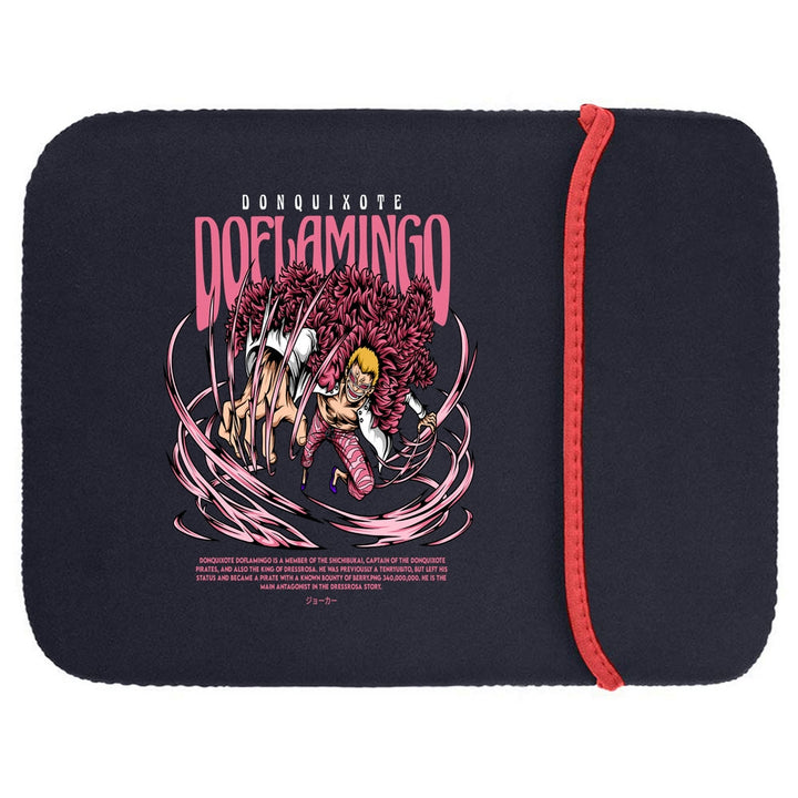 Printed Neoprene Reversible Laptop & Tablet Sleeve - One Piece Flamingo DS1