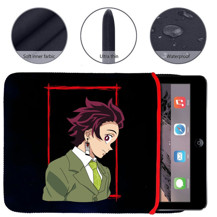 Printed Neoprene Reversible Laptop & Tablet Sleeve - Anime Tanjiro DS1